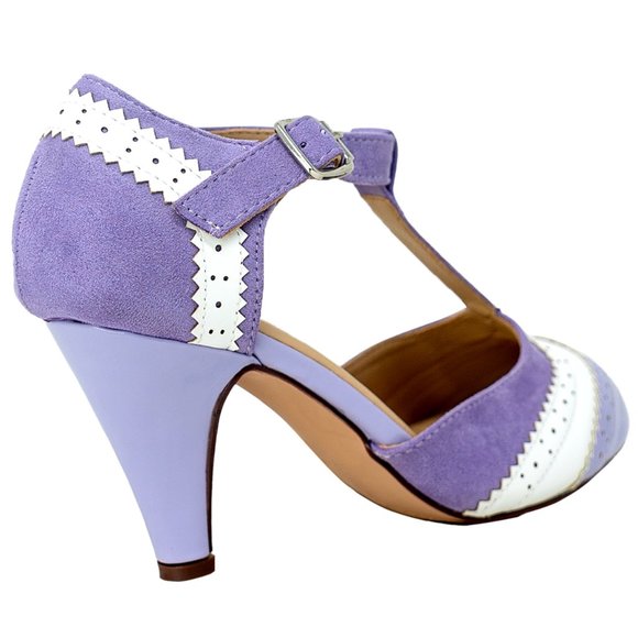 Chase + Chloe Women's Purple T-Strap Heels - Picture 3 of 4